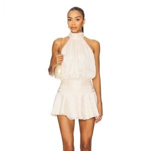 NWT More to Come Kai Mini Halter Dress in Cream XS
